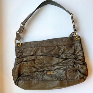 COLE HAAN rushed metallic leather shoulder bag